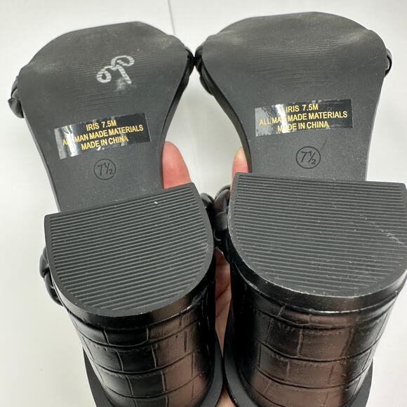 Sincerely Jules Women's Size 7.5 Iris Block Heel Braided Strap Sandals Black NEW - Picture 5 of 6